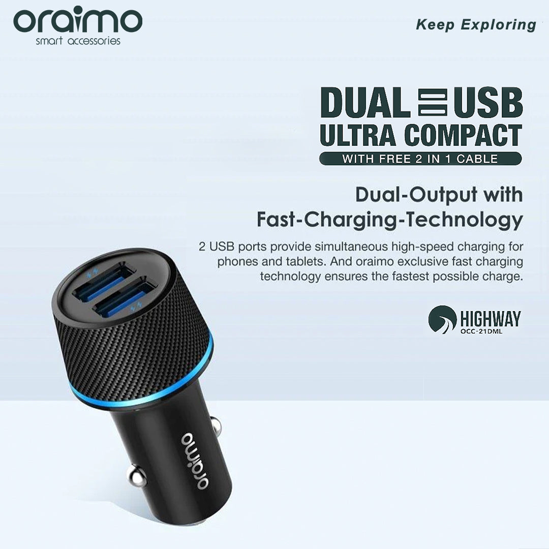 Oraimo Highway Car Charger OCC-21DML Kit