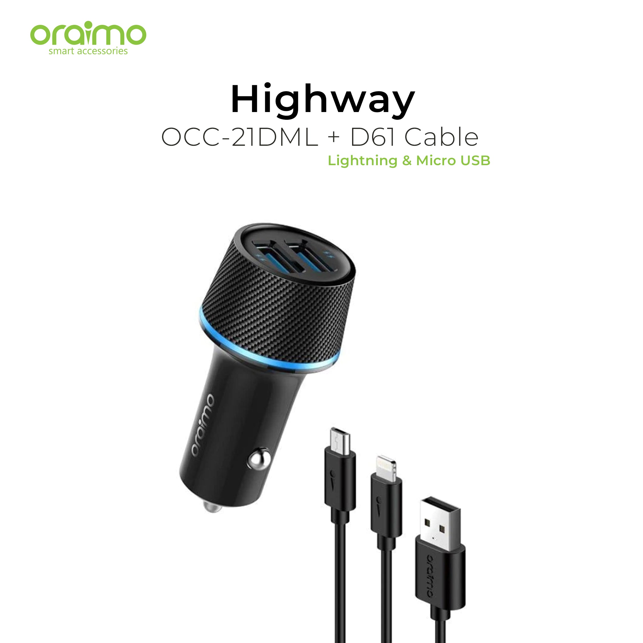 Oraimo Highway Car Charger OCC-21DML Kit