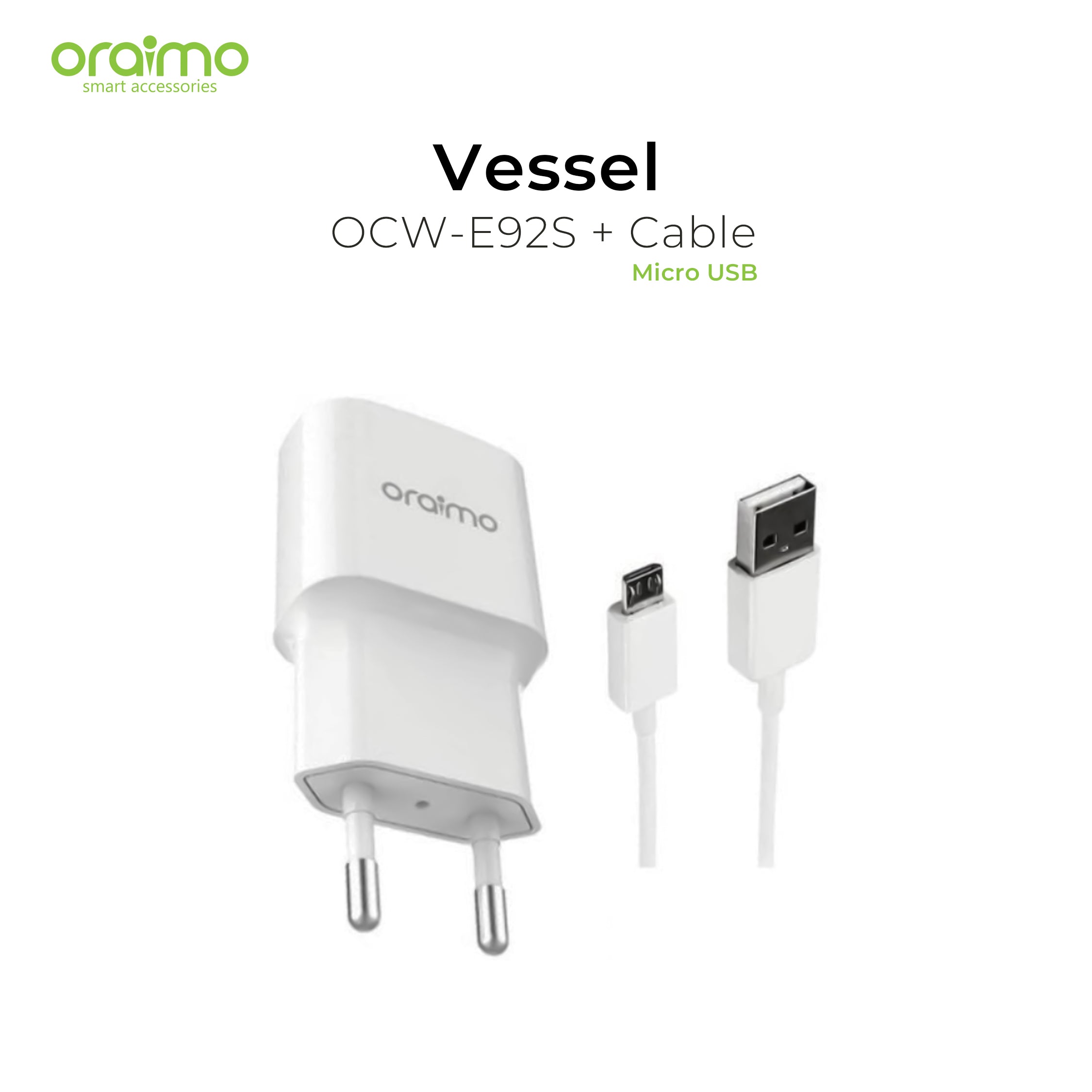 Oraimo Vessel Charger OCW-E92S + Micro USB Cable