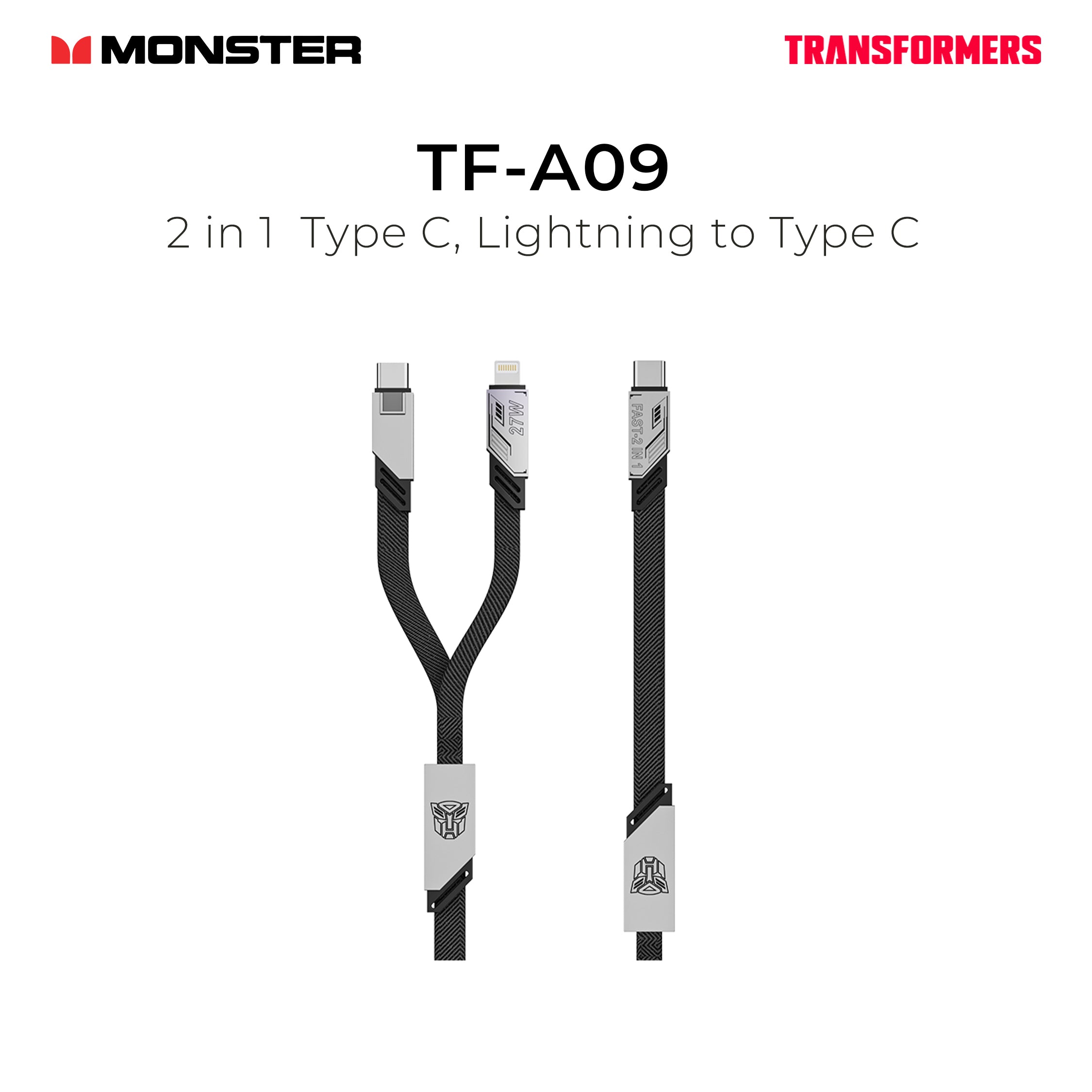 Monster Transformers 2 in 1 Cable TF-A09